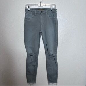 Joe's Jeans Women 27 Skinny Ankle Gray Alloy Distressed Denim Raw Hem Stretch C